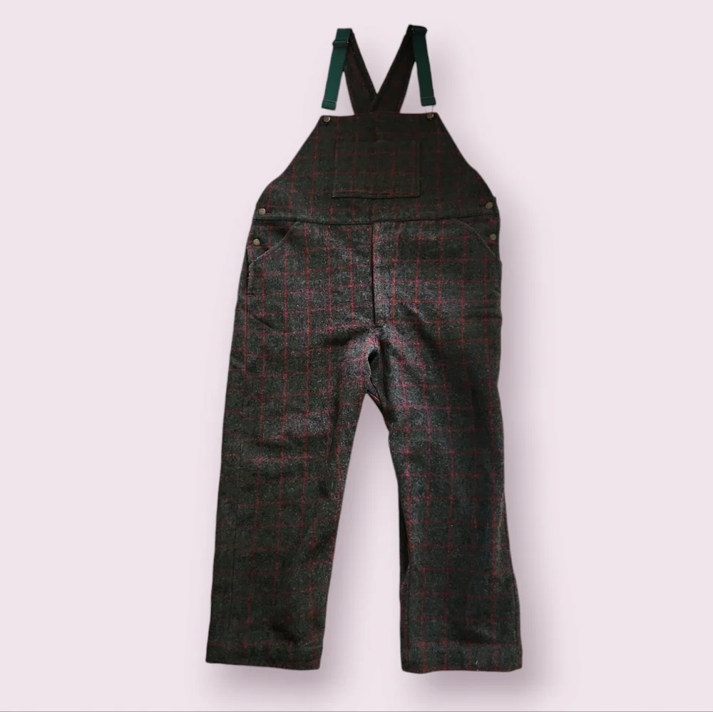 Men's Green Plaid Pants with Suspenders - Picture 3 of 12